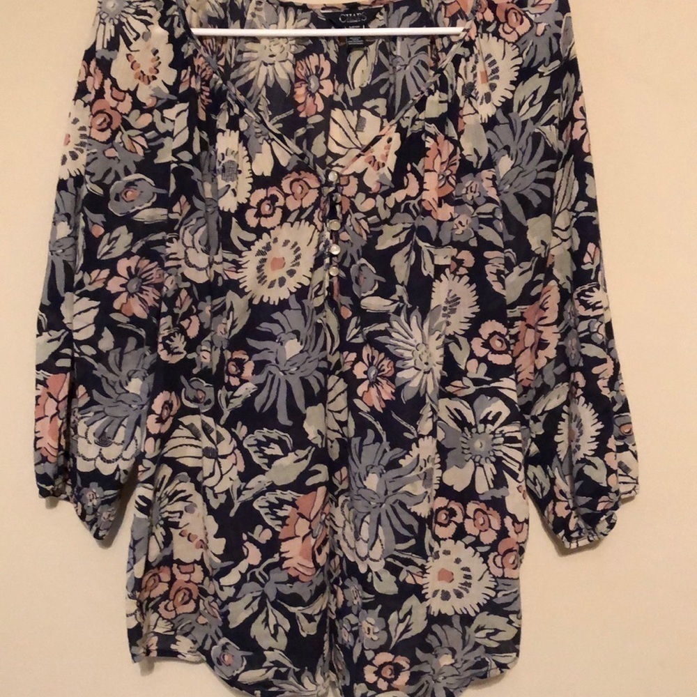 Chaps peasant blouse. Pink/blue. Sm